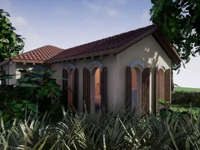 SHC Spanish Modern House 1 Low-poly 3D model