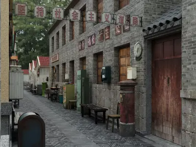 Chinese architecture and streets 3D model