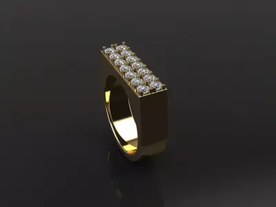 Double Row Diamond Narrow Bar Ring Band Mix Sizes 3D print model