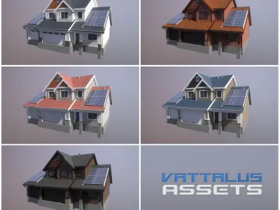 Modern Suburban House Collection Low-poly 3D model