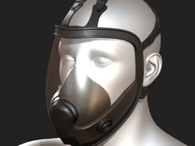 Gas mask black protection futuristic technology  Low-poly 3D model