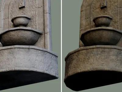 Wall Fountain concrete water ancient textures Low-poly 3D model