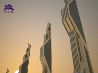Futuristic Sci-Fi Skyscraper 01 Low-poly 3D model