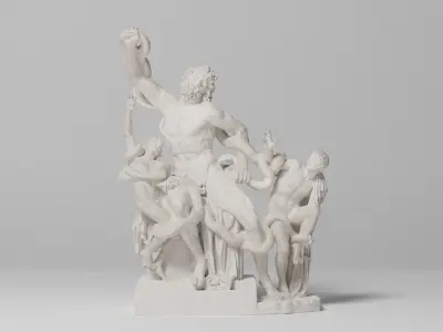 Laocoon and His Sons Sculpture VR AR Mobile-ready Game-ready Low-poly 3D model