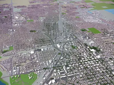 Bakersfield - 3D City Model Low-poly 3D model