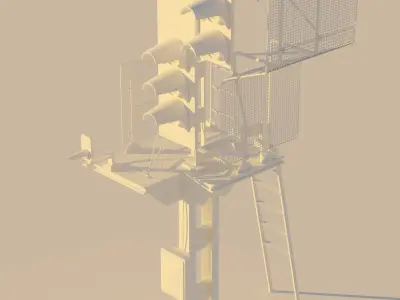 Railway Traffic Light Low-poly 3D model