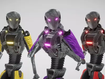 Sci fi Humanoid Robot Low-poly 3D model