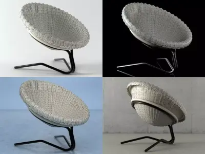 French Round Willow Seat 3D model
