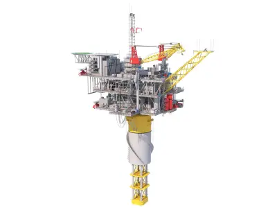  Offshore Oil Platform with Tanker Ship 