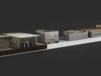 Game ready 5 buildings building Free low-poly 3D model