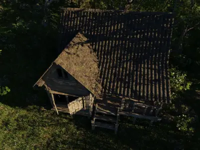 Abandoned cabin Scene 3D model