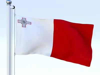 Animated Malta Flag Low-poly 3D model
