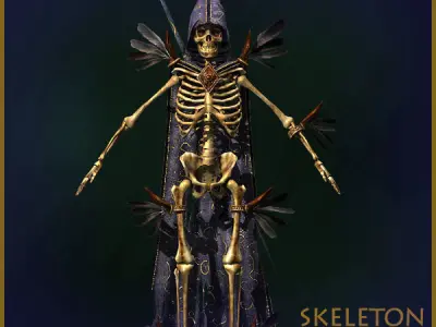 Skeleton Sorcerer Light Version Low-poly 3D model