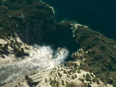 Landscape Coastal Waterfall Low-poly 3D model