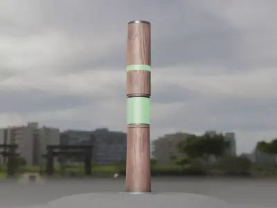 Wooden pillar of light 8 - Street-Light Set-9 Low-Poly Low-poly 3D model