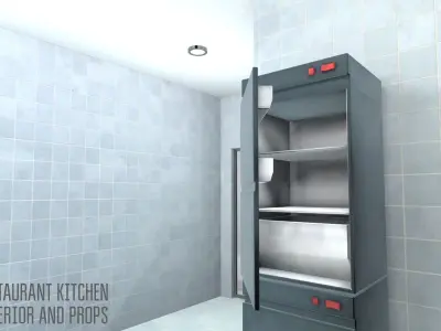 Restaurant kitchen - interior and props Low-poly 3D model