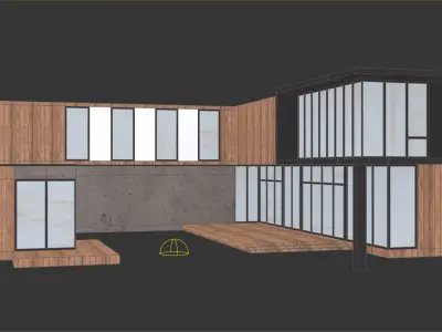 L-Shape House Free low-poly 3D model