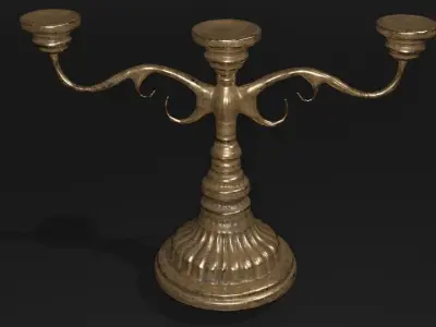 Candle and Holder Candlestick 3D model