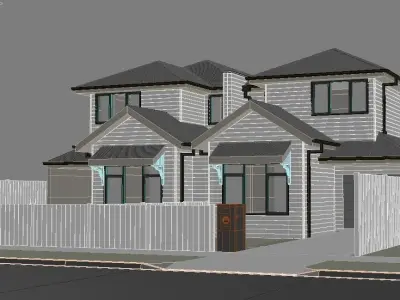Double story house and Suburban house for backgrounds 3D Model Pack