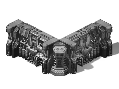 Sci Fi Building-connection wall 10 3D model