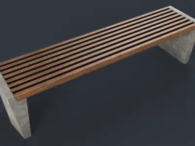 Modern Outdoor Bench 27 PBR Game Ready Low-poly 3D model