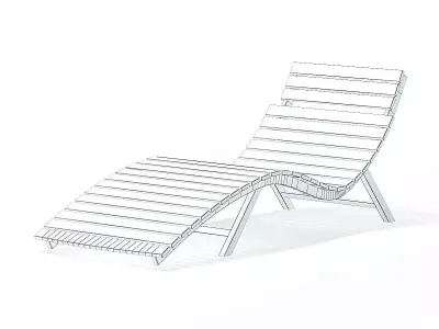 Wooden Deck Chair 3D Model 3D model