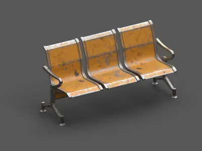 Street Bench Low-poly 3D model