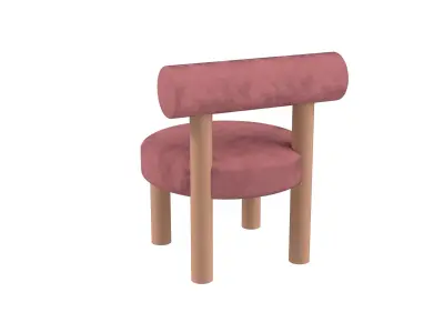 Modern Velvet and Wood Lounge Chair Low-poly 3D model