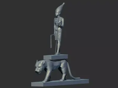 Tutankhamun on the Back of a Leopard statue 3D Printable model 3D print model