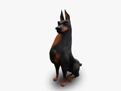 Doberman - stylized Dog rigged character for Blender