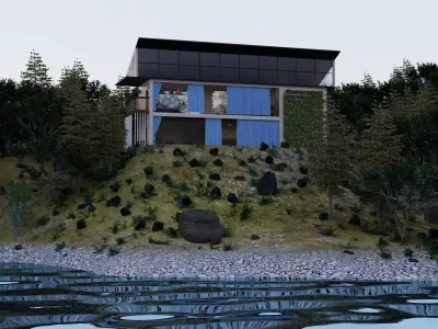 Minihouse house on edge of lake 3D model