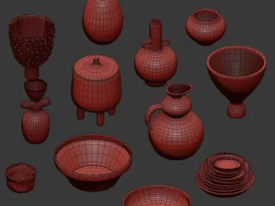Pottery Set V1 - 12 models 3D model