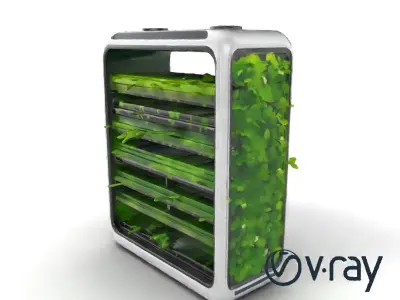 High-Tech Vertical Garden Model Pack with Adjustable Cultivat... Low-poly 3D model