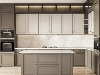 Kitchen009 modern kitchen with cabinets and wood floors 3D model