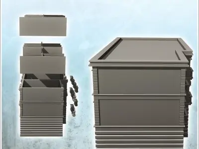 Large building with two floors flat roof and balconies 2 - World 3D print model