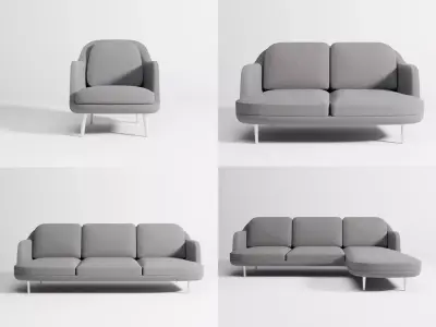 Lune sofas collection 3D Model Pack