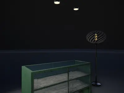 Showcase and Lamps Low-poly 3D model