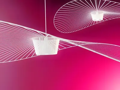 Vertigo hanging lamp made of metal and wood 3D model