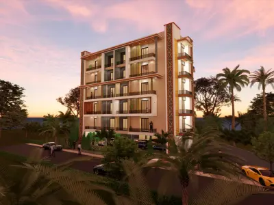 Modern Apartment Building - Luxury Residential Housing 3D model purchase