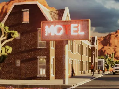 Motel Building Low-poly 3D model