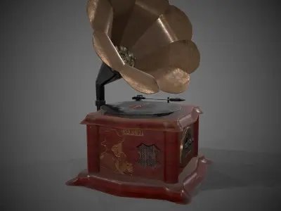 Gramofon Daklin Sinatra PBR low-poly game ready Low-poly 3D model