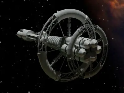 Spacecraft spaceship in space Low-poly 3D model