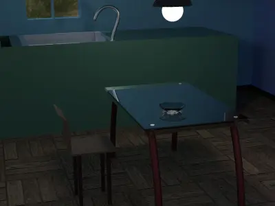 Modern 3D kitchen 3D model Low-poly 3D model