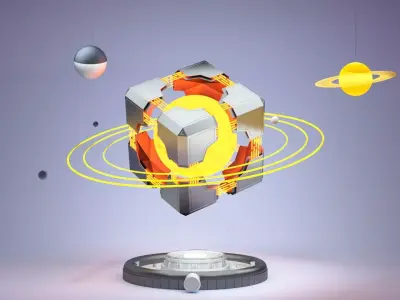 Scifi tech cube energy power space allspark universe planet 3D model