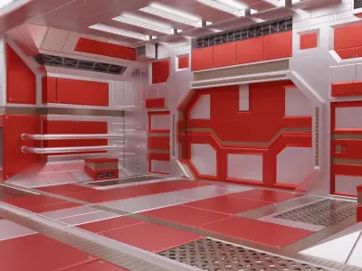 Sleek Sci-fi Corridor 3D model