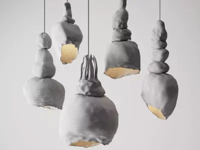 Martin Huxford Handcrafted Stacked Plaster  Pendant Light Model 3D model