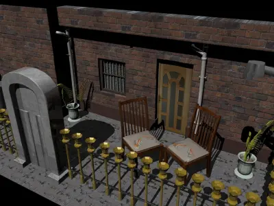 Lobby two chairs 3D model