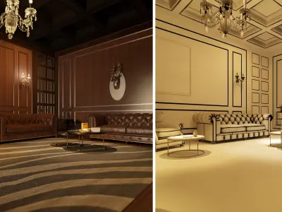 smoking room 3d model 3D model