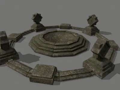 temple 1 stone circle with stones Low-poly 3D model