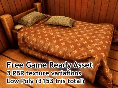 Single Bed Game Asset Free low-poly 3D model
